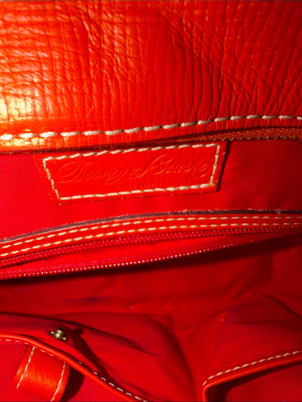 Dooney & Bourke Bright Orange Embossed Leather Tote - Picture 9 of 11